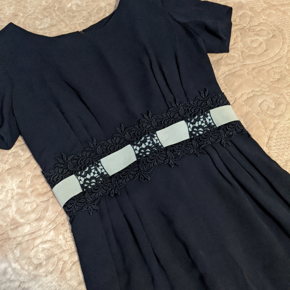 Vintage 40s Navy Blue Dress